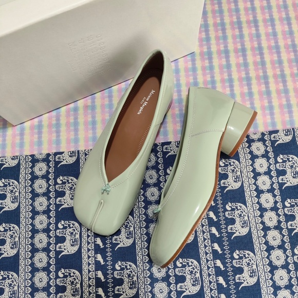 Maison Martin Margiela Shoes - Maison Martin Margiela Mint Green Tabi-Inspired Ballet Flats